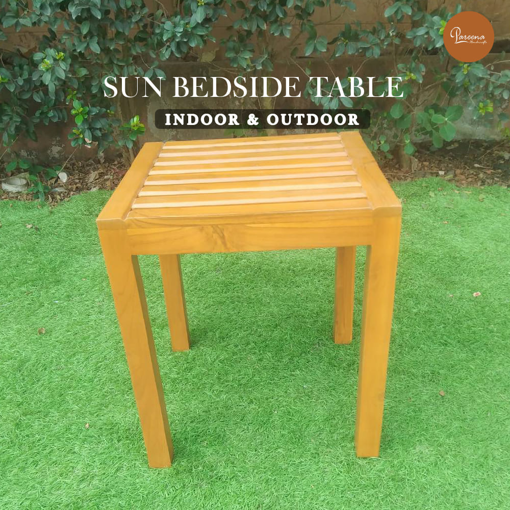 โต๊ะข้างไม้สัก PAREENA DECOR รุ่น BST-004,ขนาด 40X40X45 ซม. สีไม้ธรรมชาติ_4